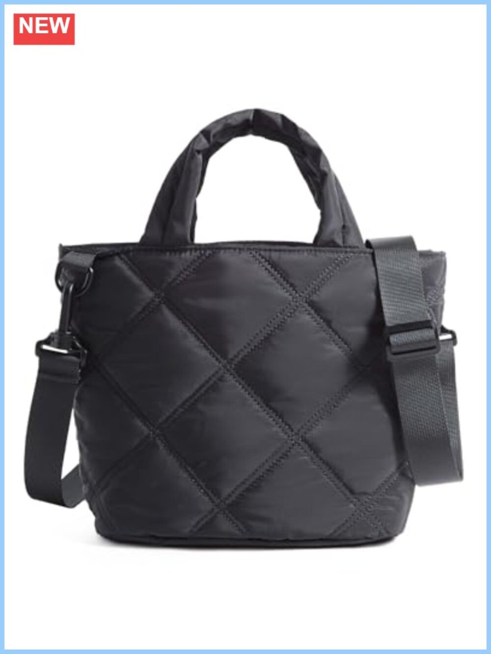 Nylon Crossbody Bag Lightweight Quilted Puffer Tote Travel Purse